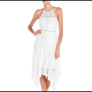 Like New Parker Tulum White Halter Midi Lace Dress